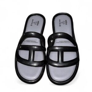 Telfar x Melissa Sandals Womens Size 6 Black Vegan PVC Logo Jelly